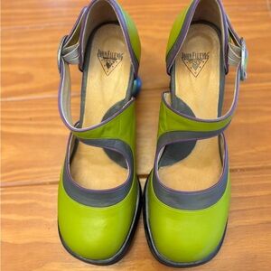 John Fluevog Women's Lime and Gray Heels, 10.5